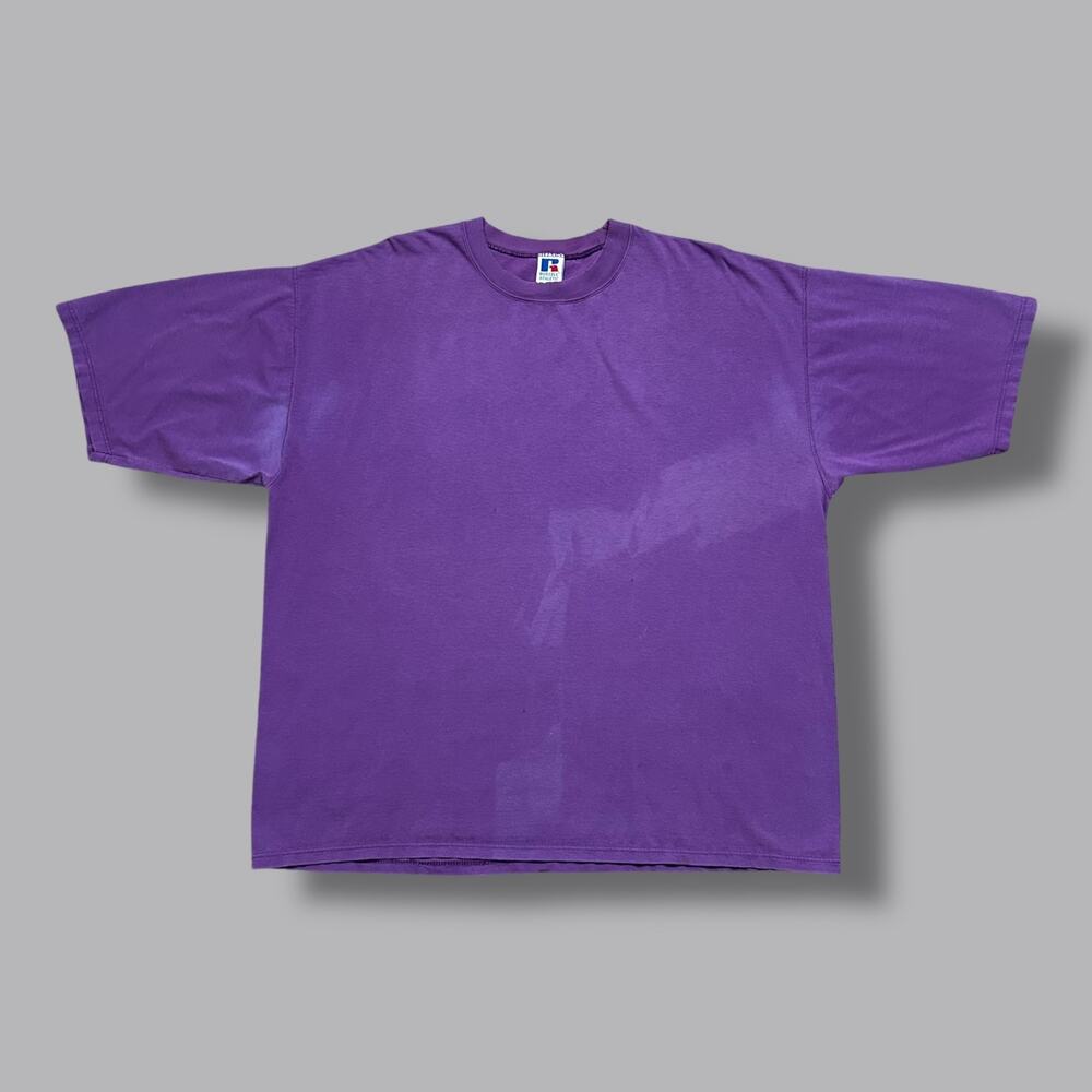 Vintage Thrashed Shirt 90s Blank Sun Faded Russell Athletic Purple XL